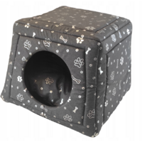 Domček sivý so striebornou labkou a kostičkou L